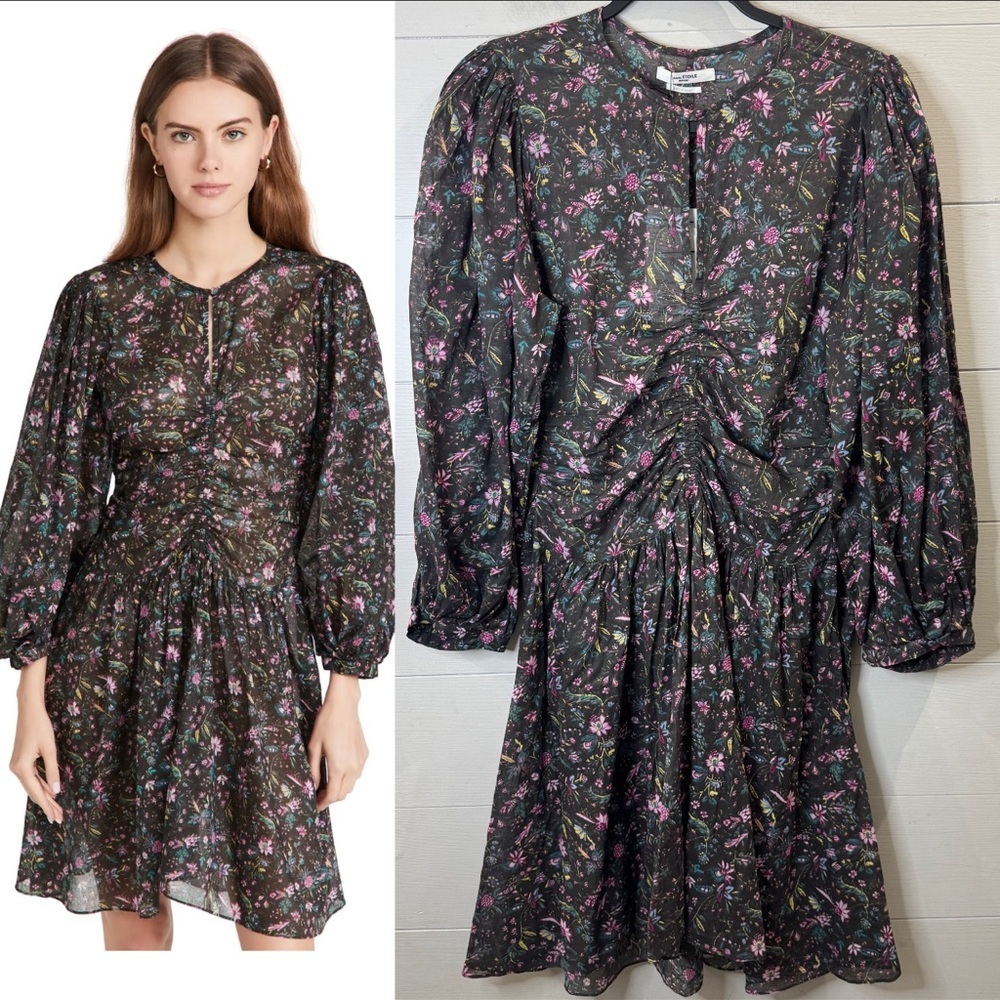 Etoile Isabel Marant | NEW Marili Ruched Blouson-Sleeve Dress Size 36 US 6